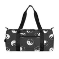 Grey And White Yin Yang Pattern Print Gym Bag
