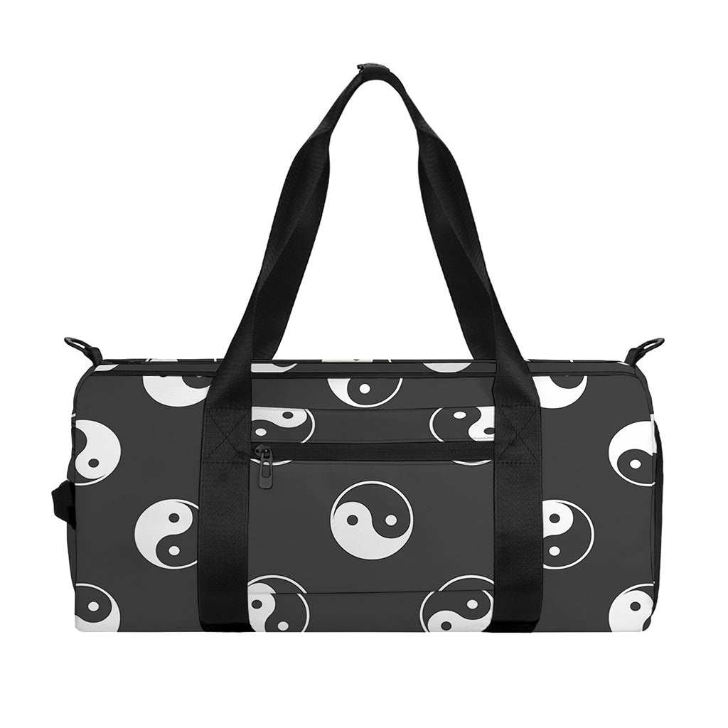 Grey And White Yin Yang Pattern Print Gym Bag