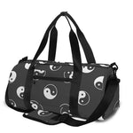 Grey And White Yin Yang Pattern Print Gym Bag