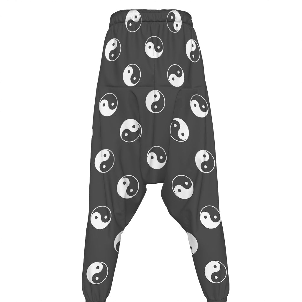 Grey And White Yin Yang Pattern Print Hammer Pants