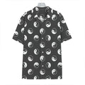 Grey And White Yin Yang Pattern Print Hawaiian Shirt