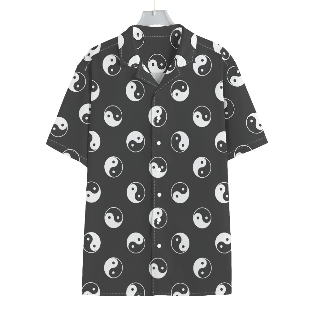 Grey And White Yin Yang Pattern Print Hawaiian Shirt
