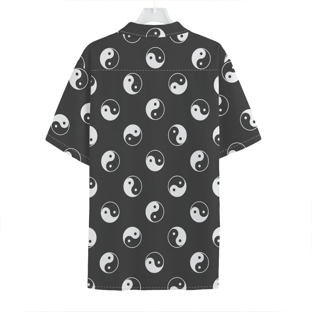 Grey And White Yin Yang Pattern Print Hawaiian Shirt