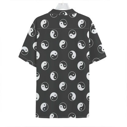 Grey And White Yin Yang Pattern Print Hawaiian Shirt