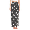 Grey And White Yin Yang Pattern Print High Slit Maxi Skirt