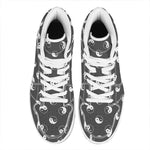 Grey And White Yin Yang Pattern Print High Top Leather Sneakers