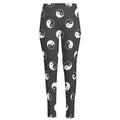 Grey And White Yin Yang Pattern Print High-Waisted Pocket Leggings