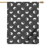 Grey And White Yin Yang Pattern Print House Flag