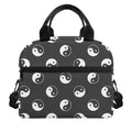 Grey And White Yin Yang Pattern Print Insulated Lunch Bag