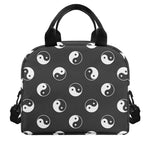 Grey And White Yin Yang Pattern Print Insulated Lunch Bag