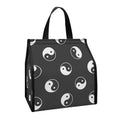 Grey And White Yin Yang Pattern Print Insulated Lunch Tote