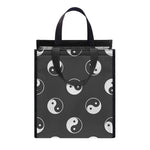 Grey And White Yin Yang Pattern Print Insulated Lunch Tote