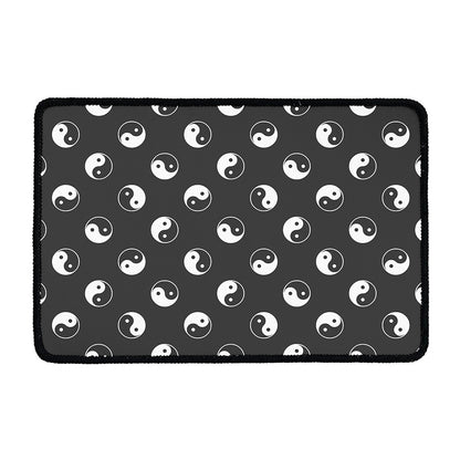 Grey And White Yin Yang Pattern Print Kitchen Mat