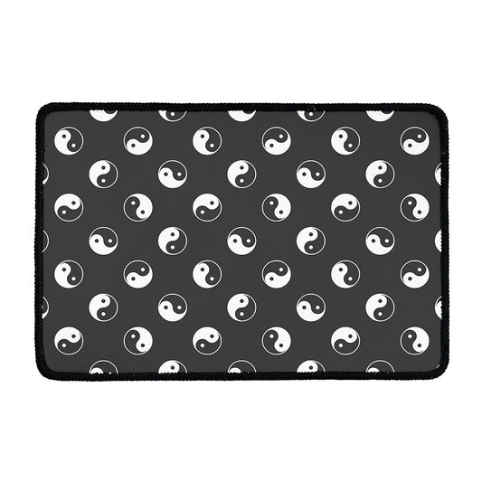 Grey And White Yin Yang Pattern Print Kitchen Mat