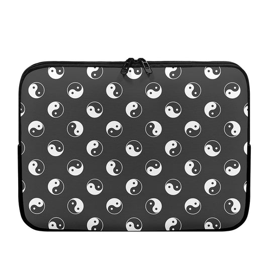 Grey And White Yin Yang Pattern Print Laptop Sleeve