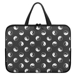Grey And White Yin Yang Pattern Print Laptop Sleeve With Handle