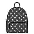 Grey And White Yin Yang Pattern Print Leather Backpack