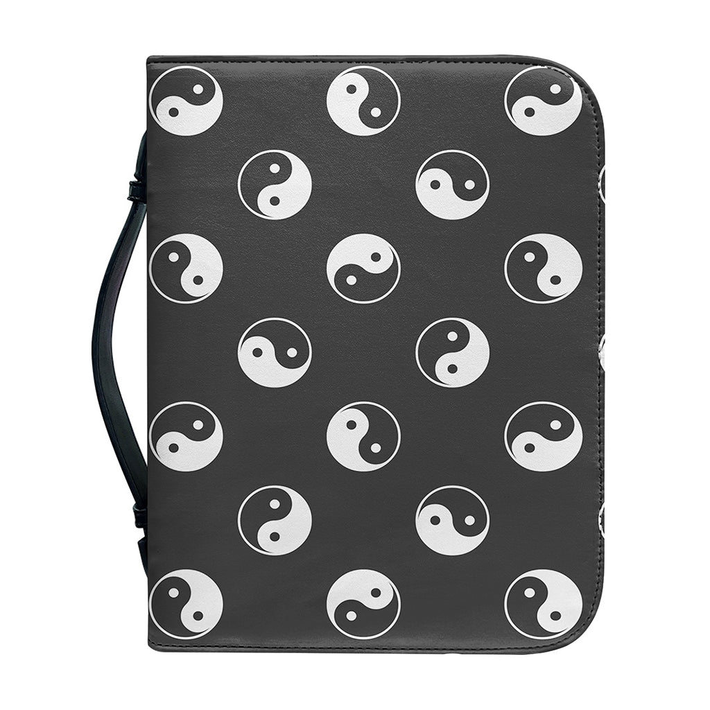 Grey And White Yin Yang Pattern Print Leather Bible Cover