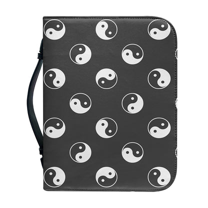 Grey And White Yin Yang Pattern Print Leather Bible Cover
