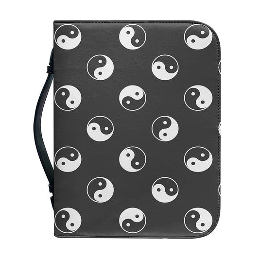 Grey And White Yin Yang Pattern Print Leather Bible Cover