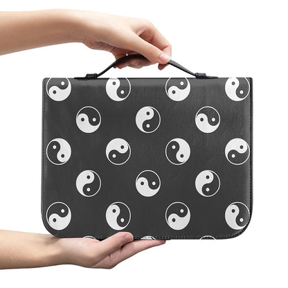 Grey And White Yin Yang Pattern Print Leather Bible Cover