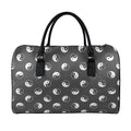 Grey And White Yin Yang Pattern Print Leather Duffel Bag