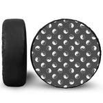 Grey And White Yin Yang Pattern Print Leather Spare Tire Cover