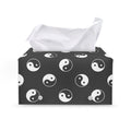 Grey And White Yin Yang Pattern Print Leather Tissue Box Cover