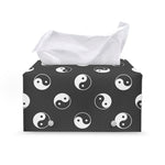 Grey And White Yin Yang Pattern Print Leather Tissue Box Cover