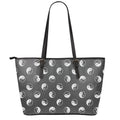 Grey And White Yin Yang Pattern Print Leather Tote Bag With Zipper