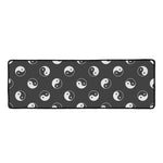 Grey And White Yin Yang Pattern Print Long Kitchen Mat