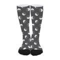 Grey And White Yin Yang Pattern Print Long Socks