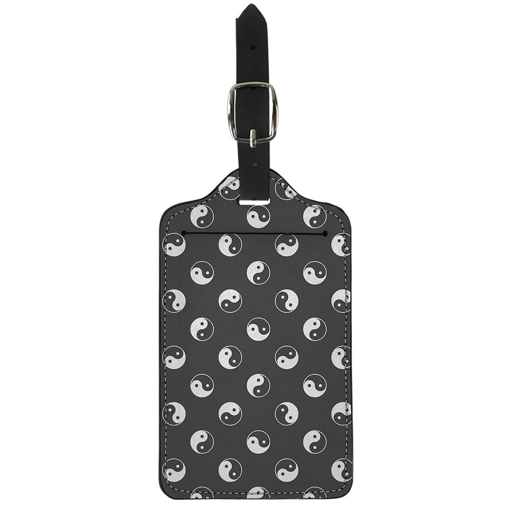 Grey And White Yin Yang Pattern Print Luggage Tag
