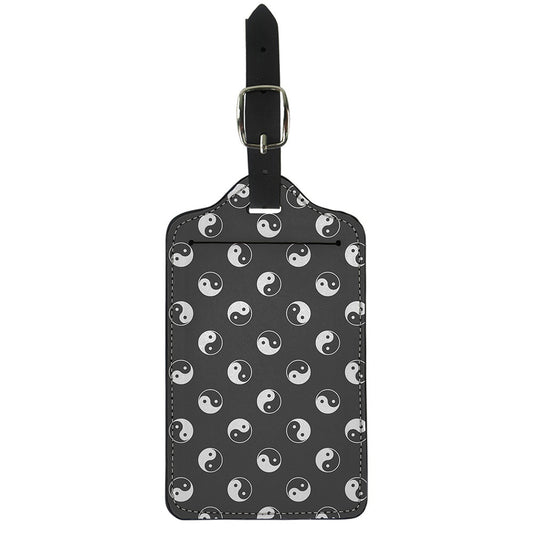 Grey And White Yin Yang Pattern Print Luggage Tag