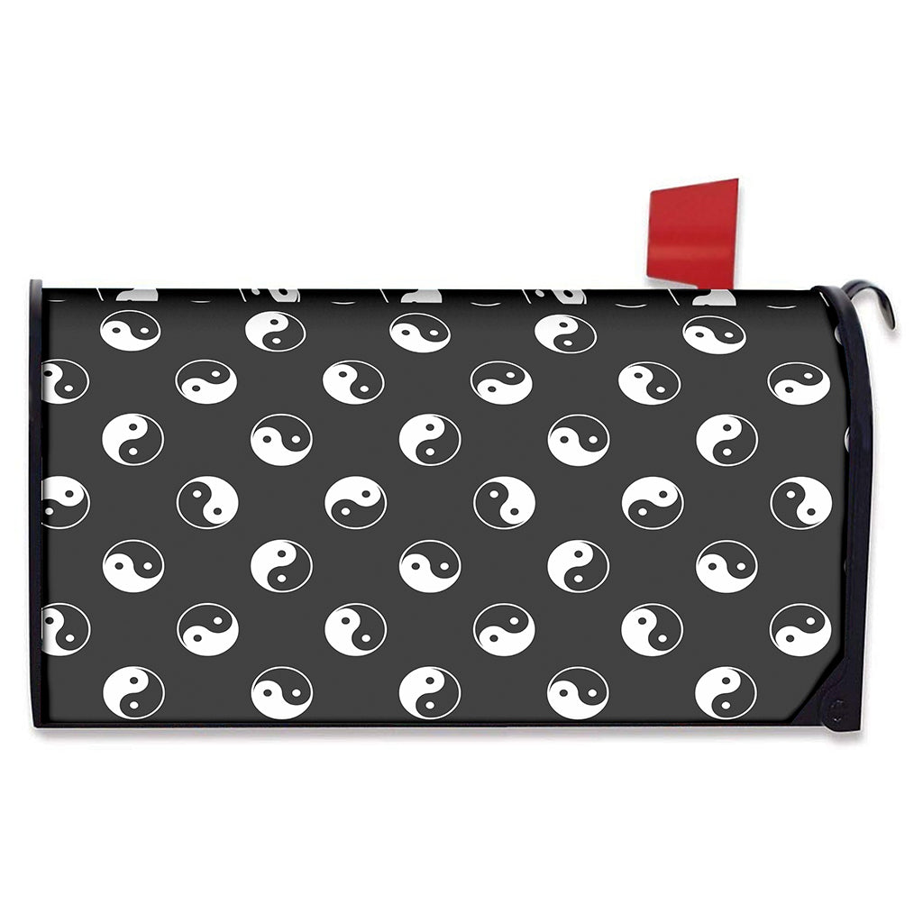 Grey And White Yin Yang Pattern Print Mailbox Cover