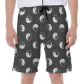 Grey And White Yin Yang Pattern Print Men's Beach Shorts