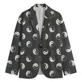 Grey And White Yin Yang Pattern Print Men's Blazer