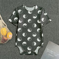 Grey And White Yin Yang Pattern Print Men's Bodysuit