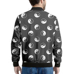 Grey And White Yin Yang Pattern Print Men's Bomber Jacket