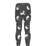 Grey And White Yin Yang Pattern Print Men's leggings