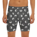 Grey And White Yin Yang Pattern Print Men's Long Boxer Briefs
