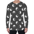 Grey And White Yin Yang Pattern Print Men's Long Sleeve T-Shirt