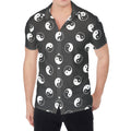 Grey And White Yin Yang Pattern Print Men's Shirt