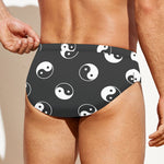 Grey And White Yin Yang Pattern Print Men's Swim Briefs