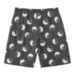 Grey And White Yin Yang Pattern Print Men's Swim Trunks