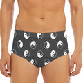 Grey And White Yin Yang Pattern Print Men's Triangle Swim Briefs