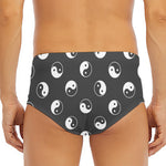 Grey And White Yin Yang Pattern Print Men's Triangle Swim Briefs
