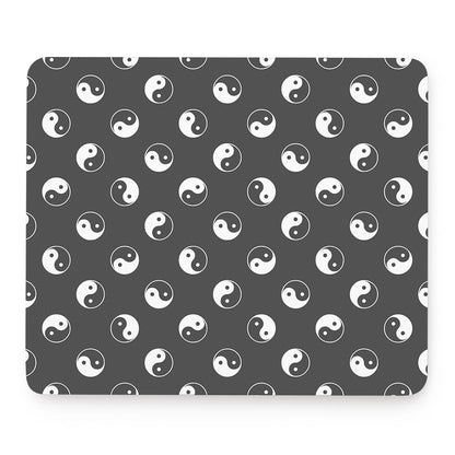 Grey And White Yin Yang Pattern Print Mouse Pad