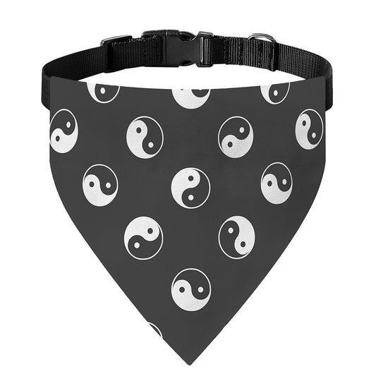 Grey And White Yin Yang Pattern Print Over The Collar Dog Bandana