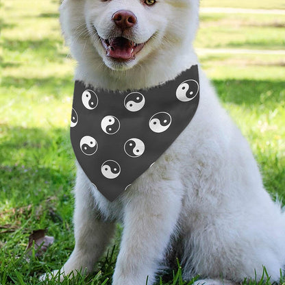 Grey And White Yin Yang Pattern Print Over The Collar Dog Bandana